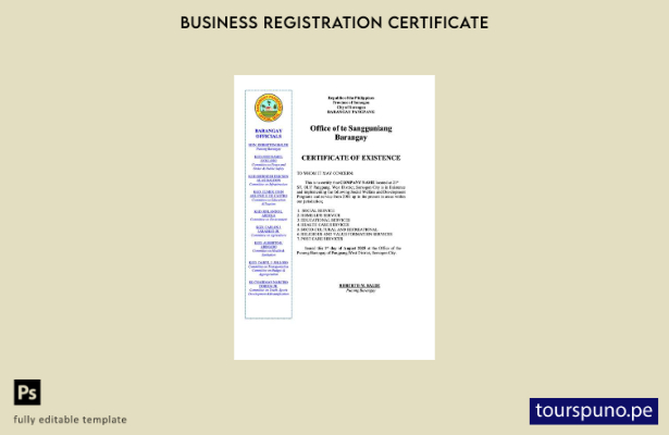 listo para imprimir plantilla de certificado de existencia de Filipinas en Word 